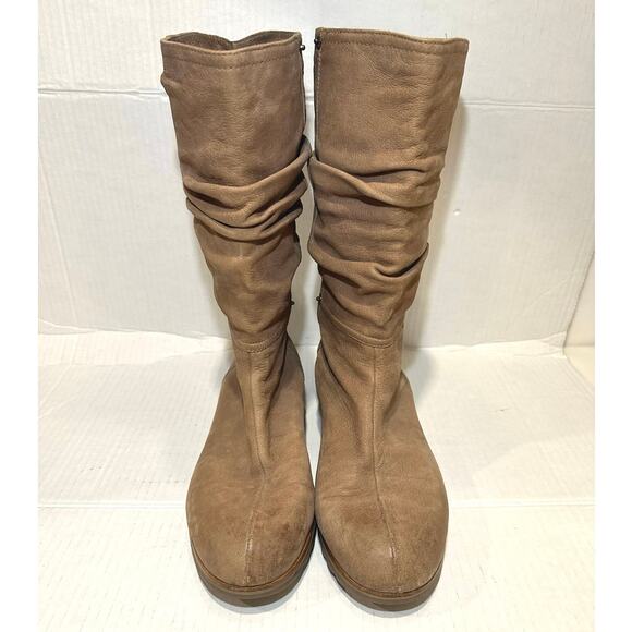 Prada Sport Women's Brown Slouchy Suede Mid Calf Flat Pull On Boots Size 38/US7 - Picture 4 of 10